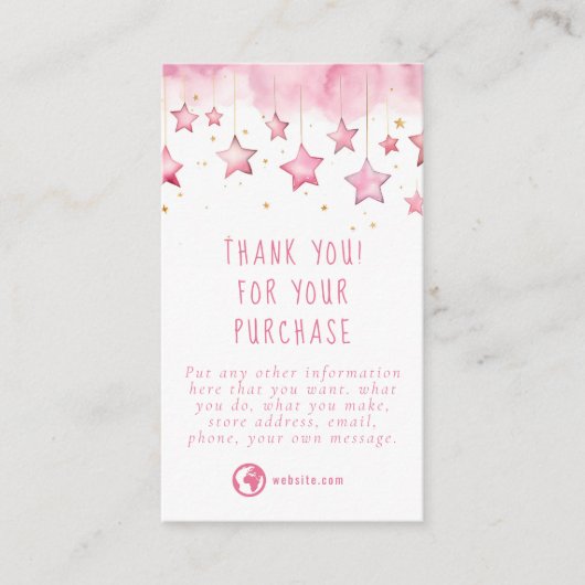 夢のようなピンクの感謝してい星たち エンクロージャーカード (正面)