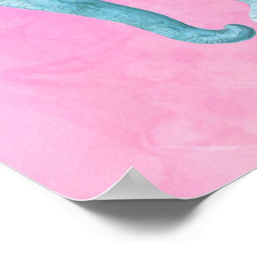 夢のようなピンクの水色のライトブルーゾウ ポスター (角)