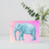 夢のようなピンクの水色のライトブルーゾウ ポストカード (スタンド正面)