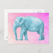夢のようなピンクの水色のライトブルーゾウ ポストカード (正面/裏面)