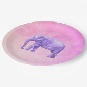 夢のようなピンクの水色の紫色の象 ペーパープレート (アングル)