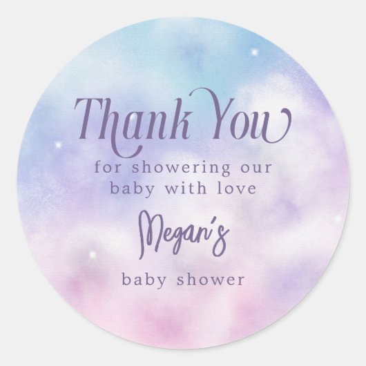 夢のようなピンクの紫の天国が赤ちゃんのシャワーを送信 ラウンドシール (正面)