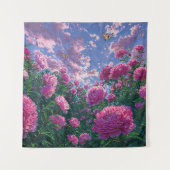 夢のようなピンクの芍薬の庭の芸術 タペストリー (正面)