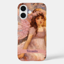 夢のようなピンクの花園に佇むファンタジーな妖精 iPhone 16ケース