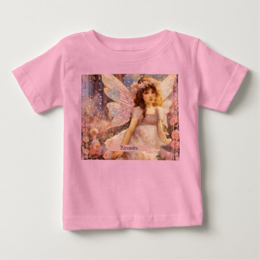 夢のようなピンクの花園の妖精 ベビーTシャツ (正面)