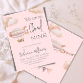 夢のようなピンクの雲9空をテーマにした女の子ベビーシャワー 招待状