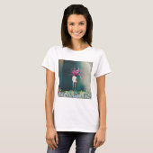 夢のようなピンクフラミンゴの髪の女性 Tシャツ (正面フル)