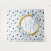 夢のようなボヘミアンスタイルのライトブルーゴールドのウェディングバナー タペストリー (正面(横))