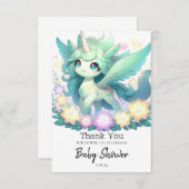 夢のようなユニコーンの赤ちゃんシャワー サンキューカード (正面/裏面)