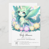 夢のようなユニコーンの赤ちゃんシャワー 招待状 (正面/裏面)