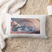 夢のようなレインボーの山脈：枕 ランバークッション (ブランケット)