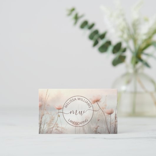 夢のようなワイルドフラワーロゴ 名刺 (スタンド正面)