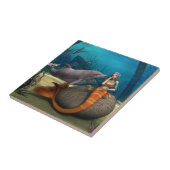 夢のような人魚とイルカの水中幻想アート タイル (側面)