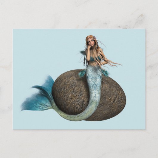 夢のような人魚とイルカの水中幻想アート ポストカード (正面)