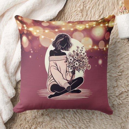 夢のような優雅さ：女性の静かな反射 クッション (ブランケット)