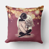 夢のような優雅さ：女性の静かな反射 クッション (正面)