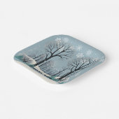 夢のような冬の森の雪の結晶ベビーシャワー ペーパープレート (傾斜あり)