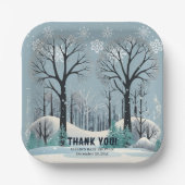 夢のような冬の森の雪の結晶ベビーシャワー ペーパープレート (正面)