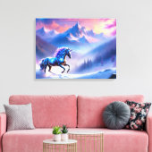 夢のような冬の風景を描く黒いユニコーン キャンバスプリント (インサイチュ (リビング))