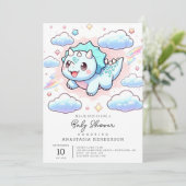 夢のような可愛い恐竜の赤ちゃんシャワー 招待状 (スタンド正面)