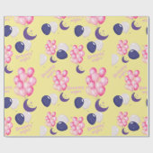 夢のような夜のバルーンピンク&ネイビーバルーン ラッピングペーパー (フラット)