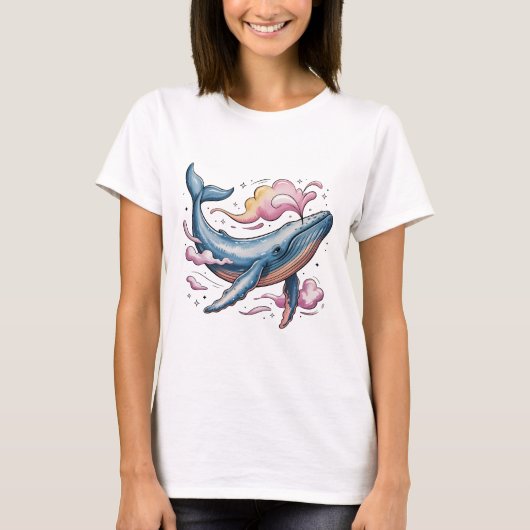 夢のような天体のクジラ Tシャツ (正面)