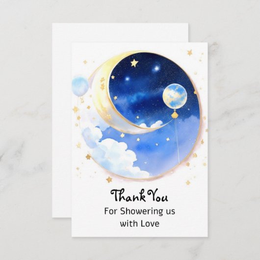 夢のような天体宇宙男の子のシャワー サンキューカード (正面/裏面)