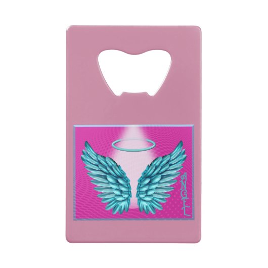 夢のような天使の翼とハロー クレジットカード栓抜き (正面)