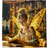 夢のような妖精の柔らかいセーターのメガネと本 シャワーカーテン (正面)