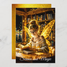 夢のような妖精の柔らかいセーターのメガネと本 招待状