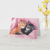 夢のような子猫のグリーティングカード カード (黄色い花)