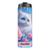 夢のような子猫：ピンクのバラ、青い目 タンブラー (正面)