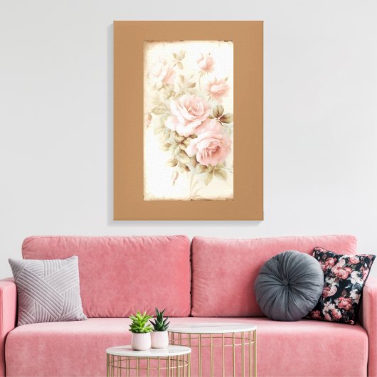 夢のような宇宙の水彩でバラを高める キャンバスプリント (インサイチュ (リビング))