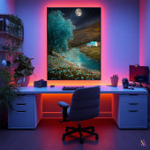 夢のような川の風景が広がる魔法の夜景 - Enchanted Nightscape ポスター