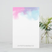 夢のような抽象芸術の水色の雲の青とピンク 便箋 (スタンド正面)