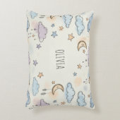 夢のような星、月、ふわふわした雲 アクセントクッション (正面(垂直))