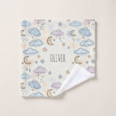 夢のような星、月、ふわふわした雲 ウォッシュタオル (ウォッシュタオル)