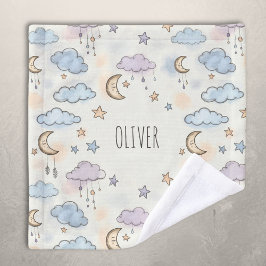 夢のような星、月、ふわふわした雲 ウォッシュタオル