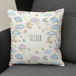 夢のような星、月、ふわふわした雲 クッション