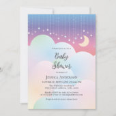 夢のような月と星の赤男女兼用ちゃんシャワー 招待状 (正面)