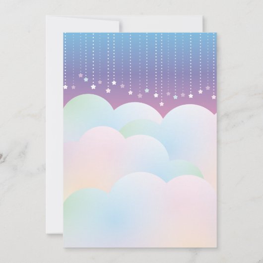 夢のような月と星の赤男女兼用ちゃんシャワー 招待状 (裏面)