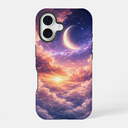 夢のような月と雲の星空 iPhone 16ケース (裏面)