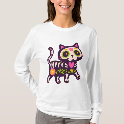 夢のような月光ネコTシャツ – かわいい夜のネコの模様 Tシャツ (正面)