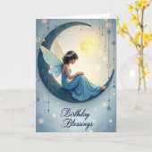 夢のような月天使の誕生日カード カード (黄色い花)
