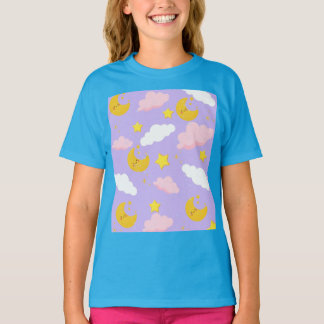 夢のような月雲と星の夜空Tシャツ Tシャツ