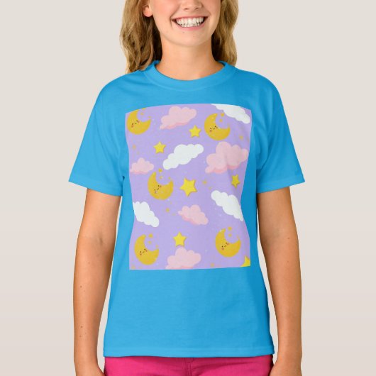 夢のような月雲と星の夜空Tシャツ Tシャツ (正面)