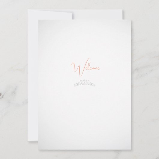 夢のような桃色の花の冠ブライダルシャワー 招待状 (裏面)