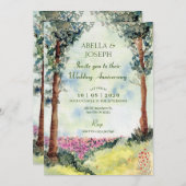 夢のような森の森の庭園の結婚式記念日 招待状 (正面/裏面)