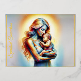 夢のような母性絆ファンタジー母ベビー 箔シーズンポストカード