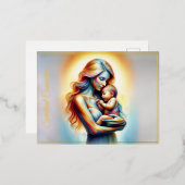 夢のような母性絆ファンタジー母ベビー 箔シーズンポストカード (正面/裏面)